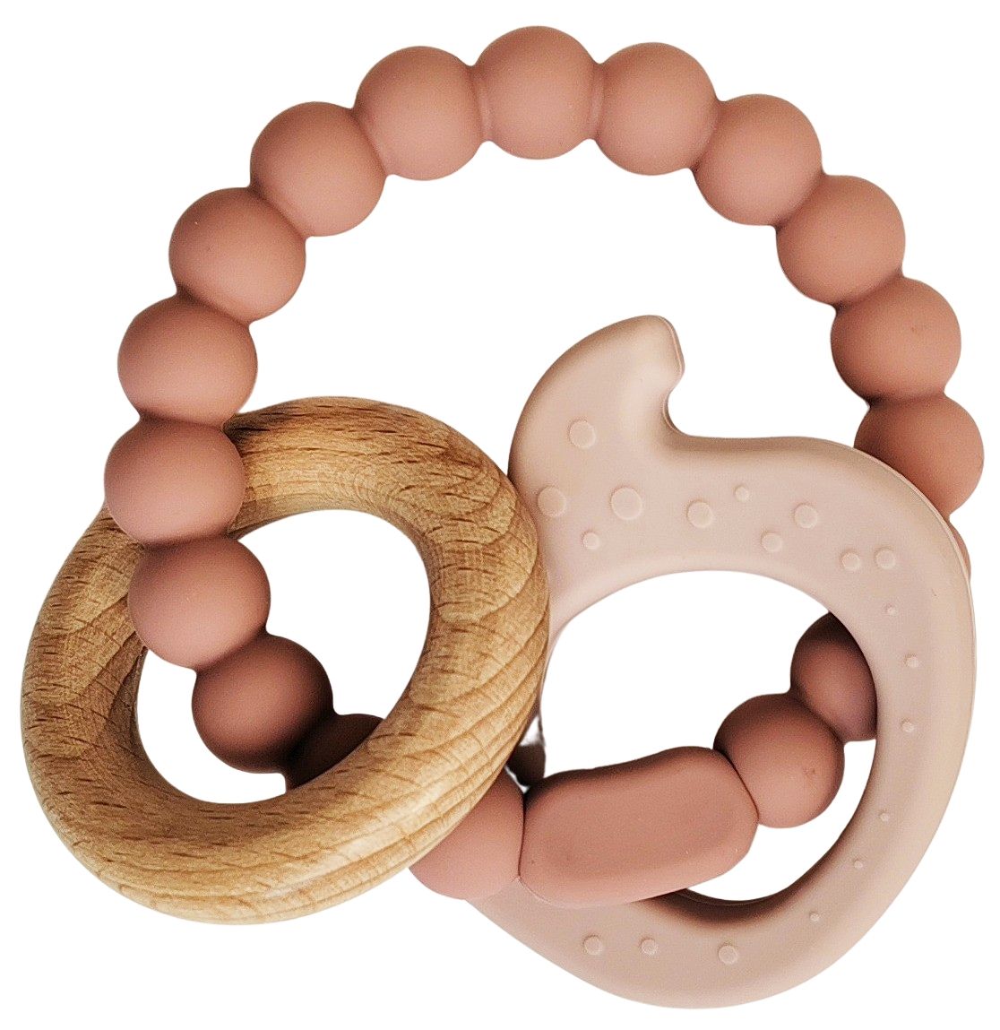 Elephant Teether Ring Pink & Natural