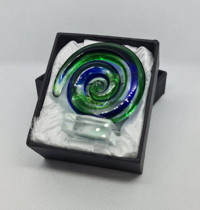 Glass MINI KORU SPIRAL GREEN BLUE