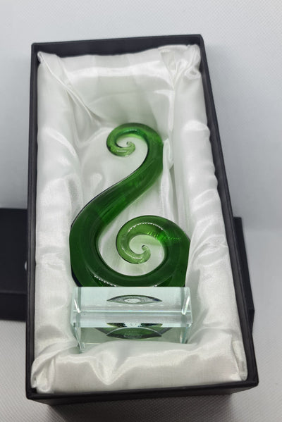 Glass Koru Green Double Small