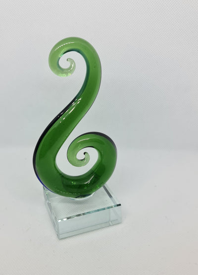 Glass Koru Green Double Small