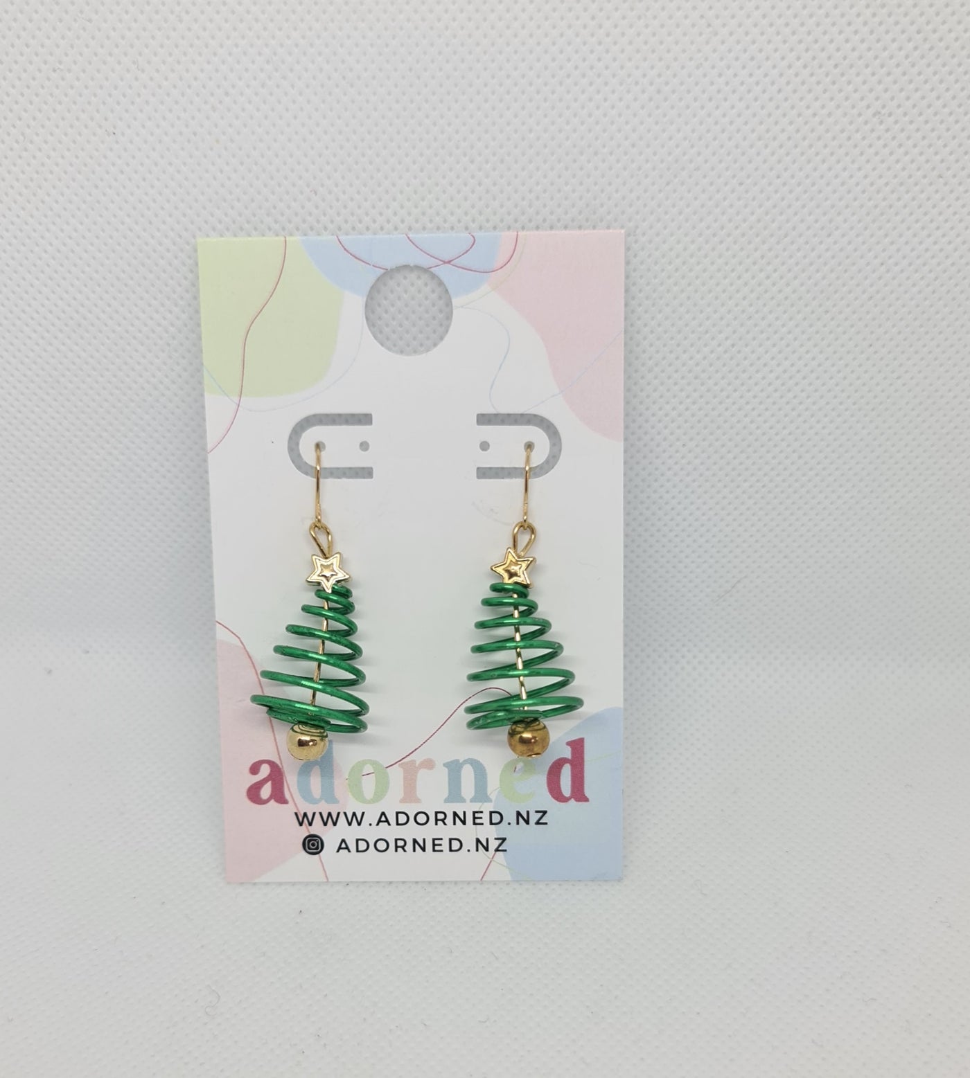 Xmas Earring Spiral Green Trees