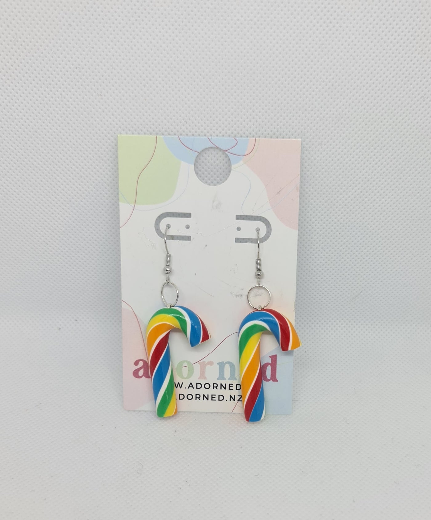 Xmas Earring Candy Cane RAINBOW