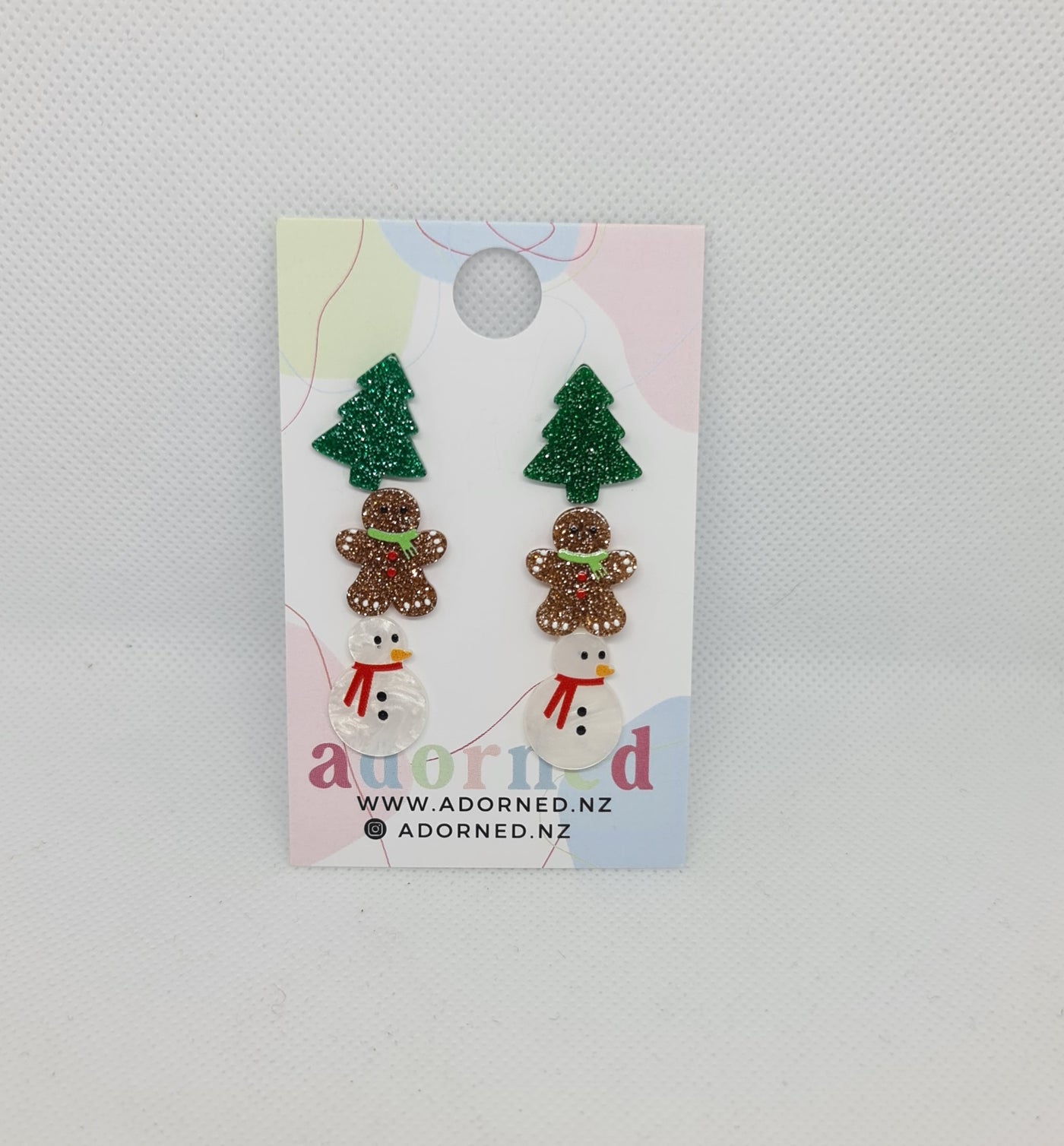 Xmas Earring Stud 3 pack Glitter