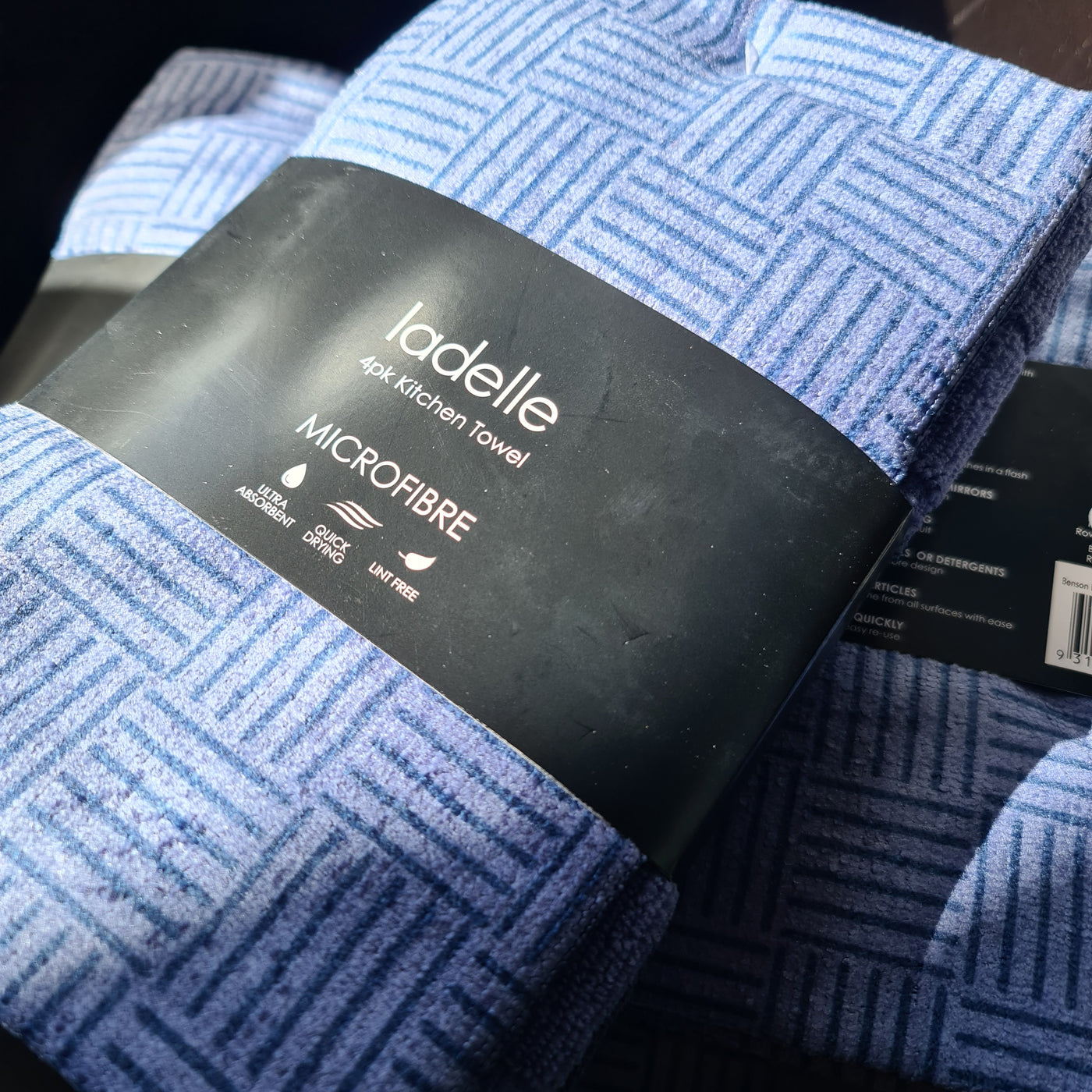 Benson Blue Microfibre Tea Towel 4 pack