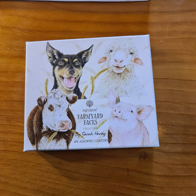 Farm Yard Faces 4PACK COASTERS
