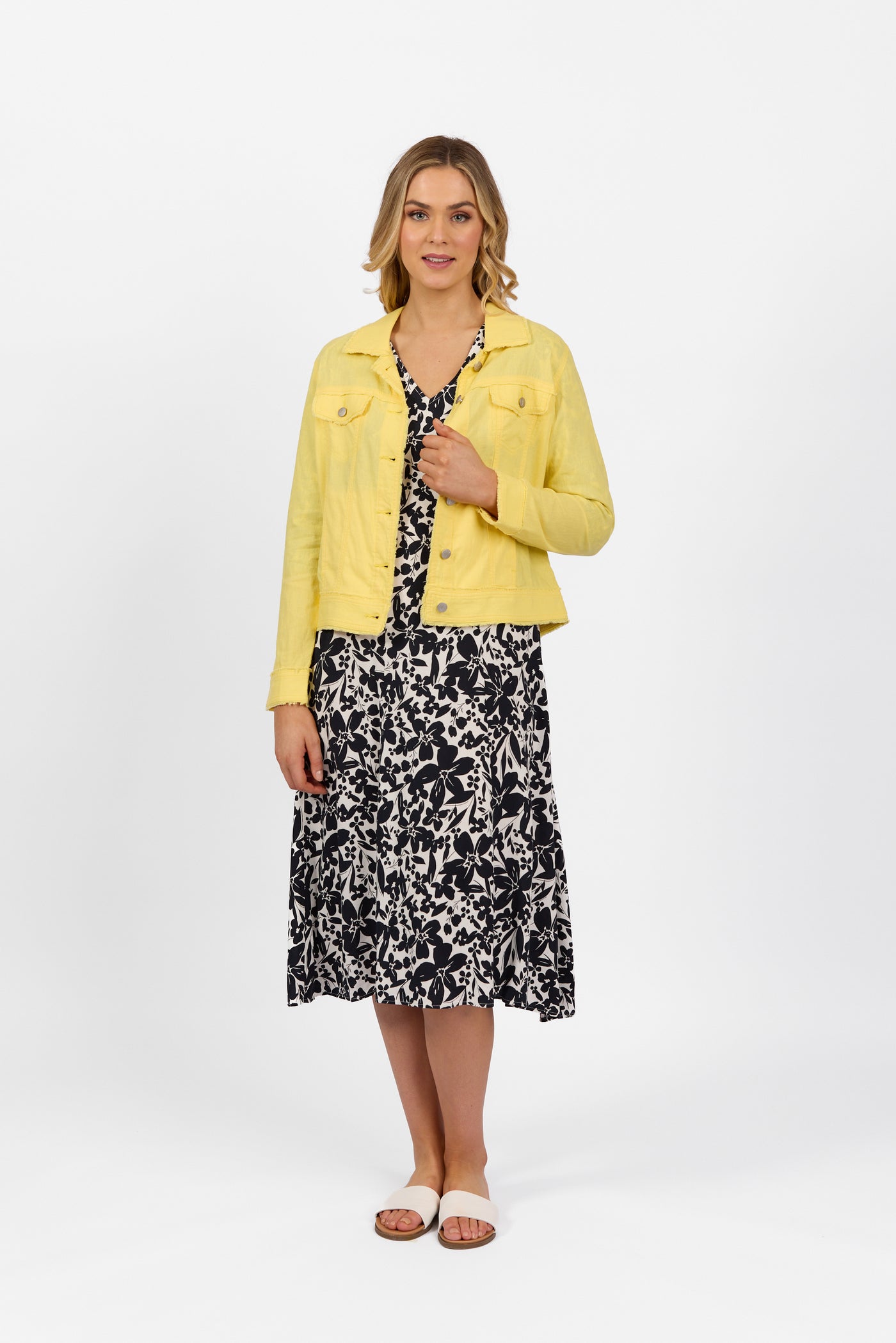 Vassalli Jacket Linen With Frayed seams Lemon