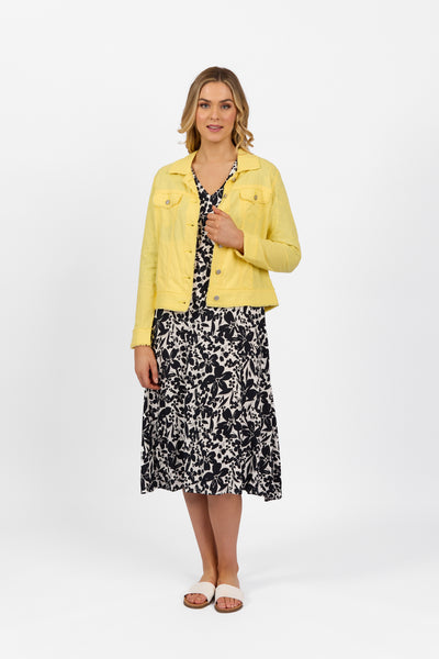 Vassalli Jacket Linen With Frayed seams Lemon