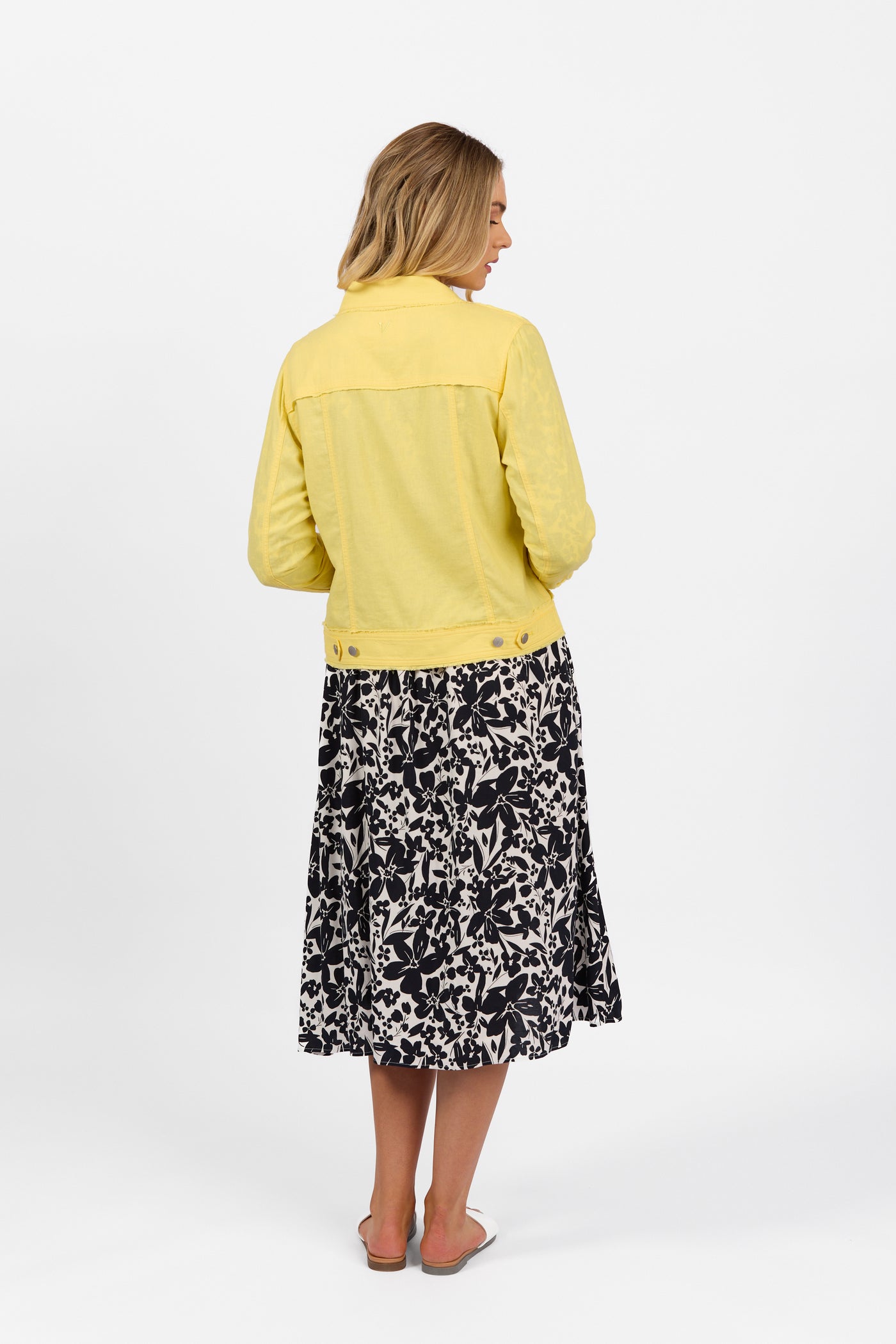 Vassalli Jacket Linen With Frayed seams Lemon