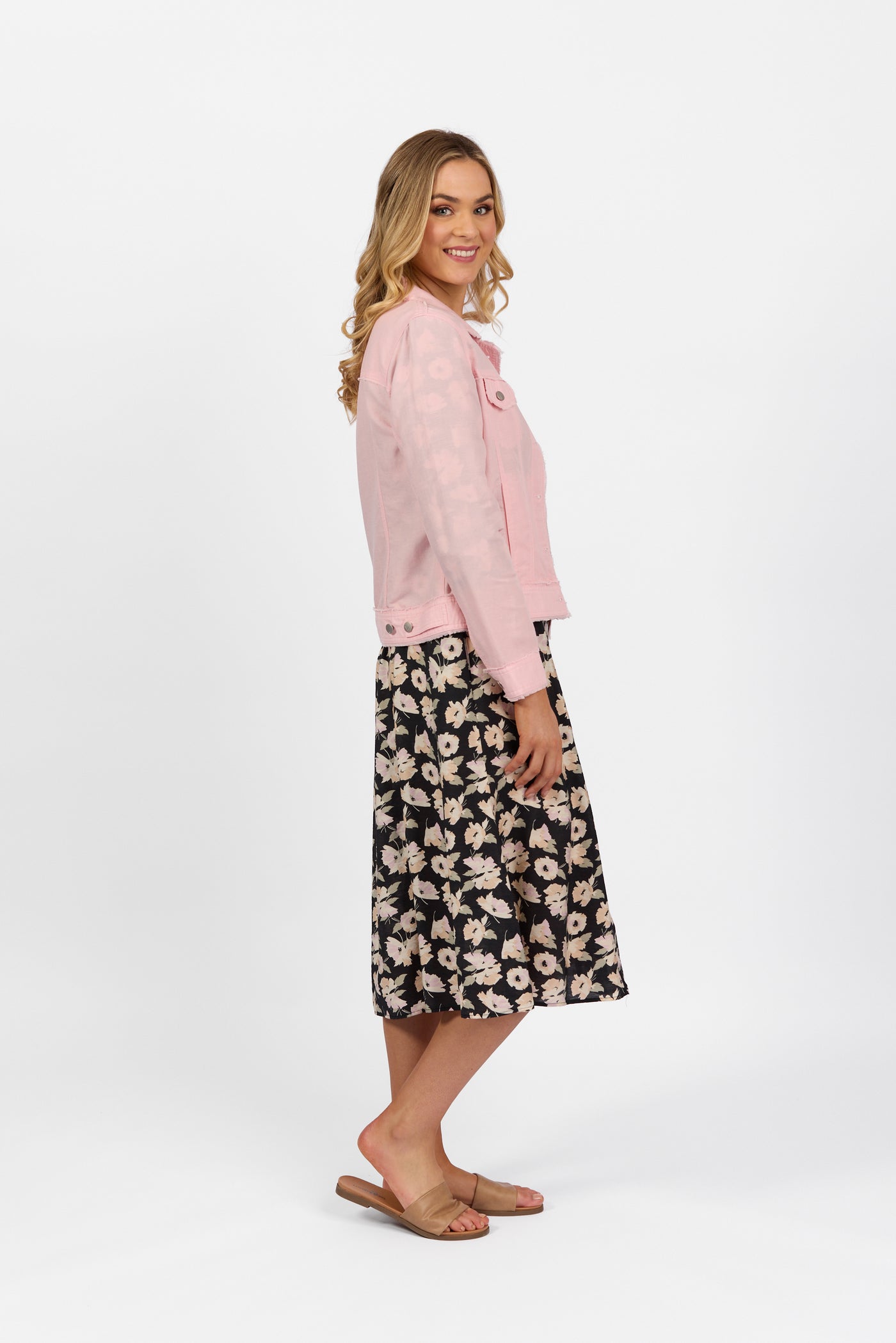 Vassalli Jacket Linen With Frayed seams  Light Pink