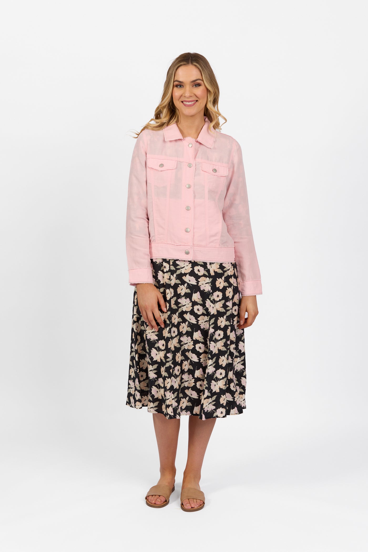 Vassalli Jacket Linen With Frayed seams  Light Pink