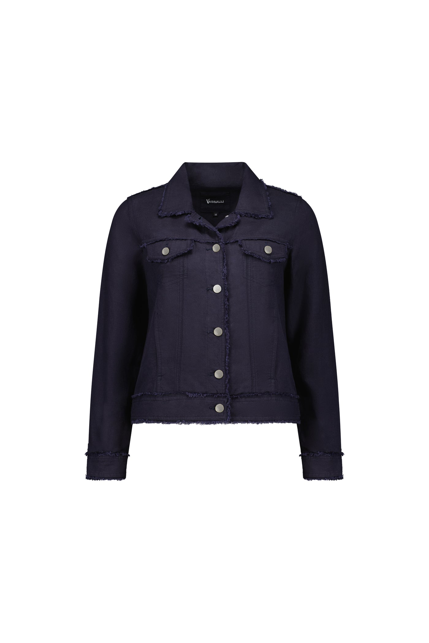 Vassalli Jacket Linen With Frayed seams Navy Blue