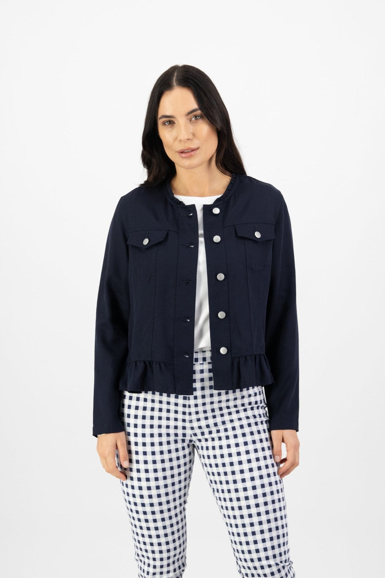 VASSALLI Jacket With Frill Hem INK