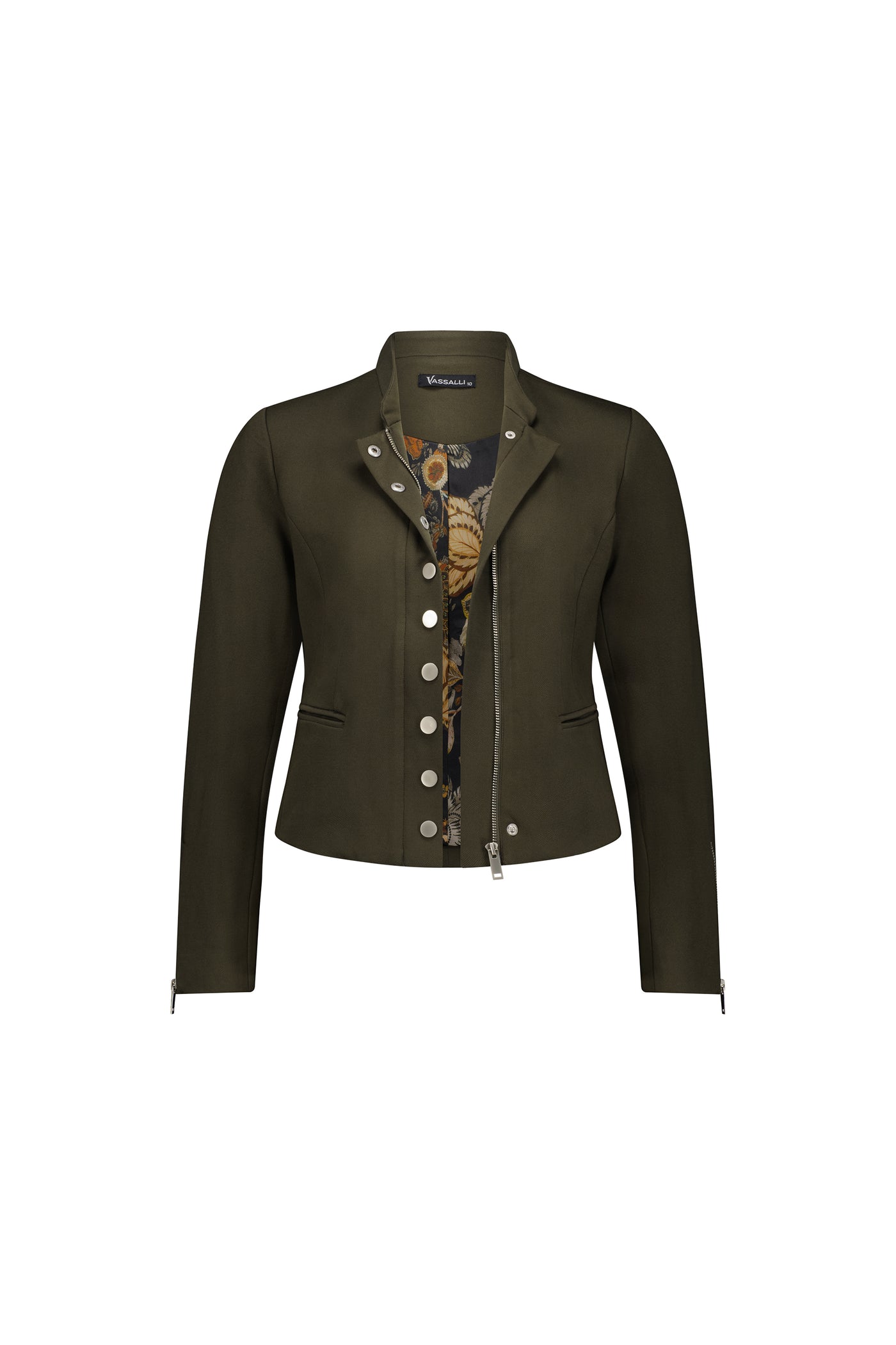 Vassalli Jacket Military Zip & Button  Khaki
