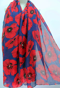 Poppy Scarf  Blue/Red