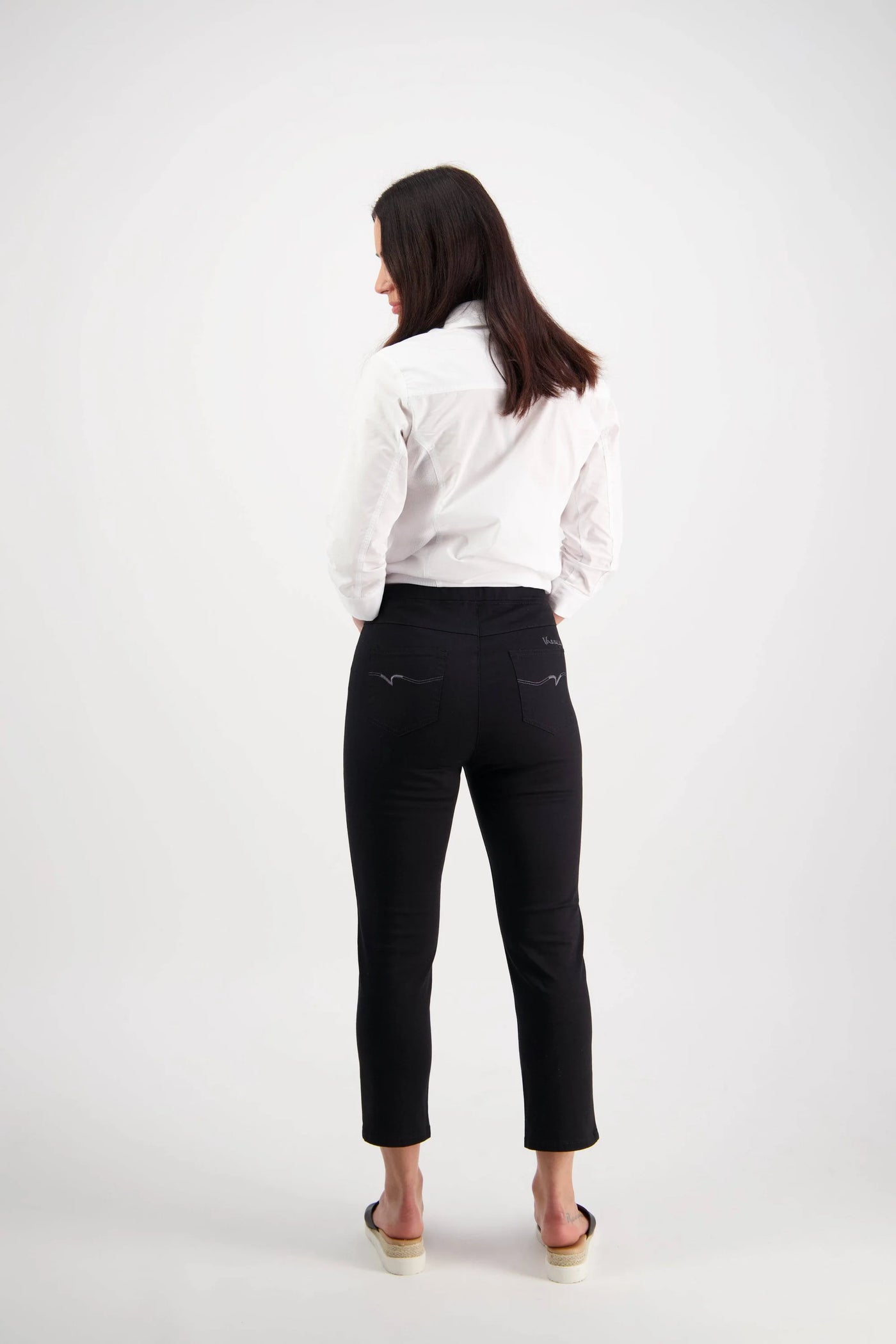 Vassalli PANTS HARBOUR Skinny LEG 7/8 pull on Lightweight BLACK