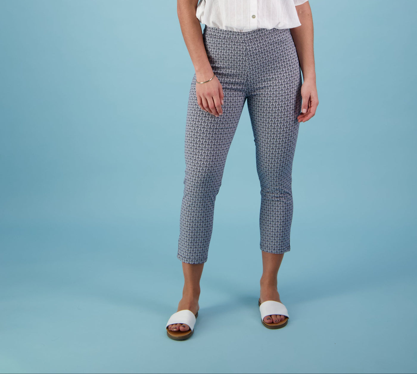 Vassalli PANTS Skinny LEG 7/8 pull on Lightweight CHEVRON