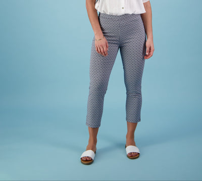Vassalli PANTS Skinny LEG 7/8 pull on Lightweight CHEVRON