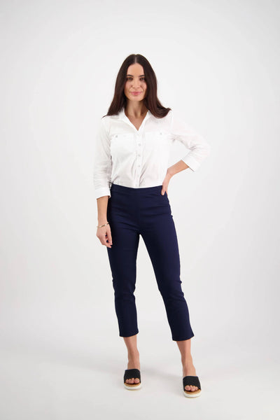 Vassalli PANTS HARBOUR Skinny LEG 7/8 pull on Lightweight NAVY