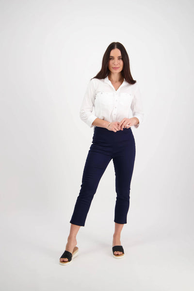 Vassalli PANTS HARBOUR Skinny LEG 7/8 pull on Lightweight NAVY