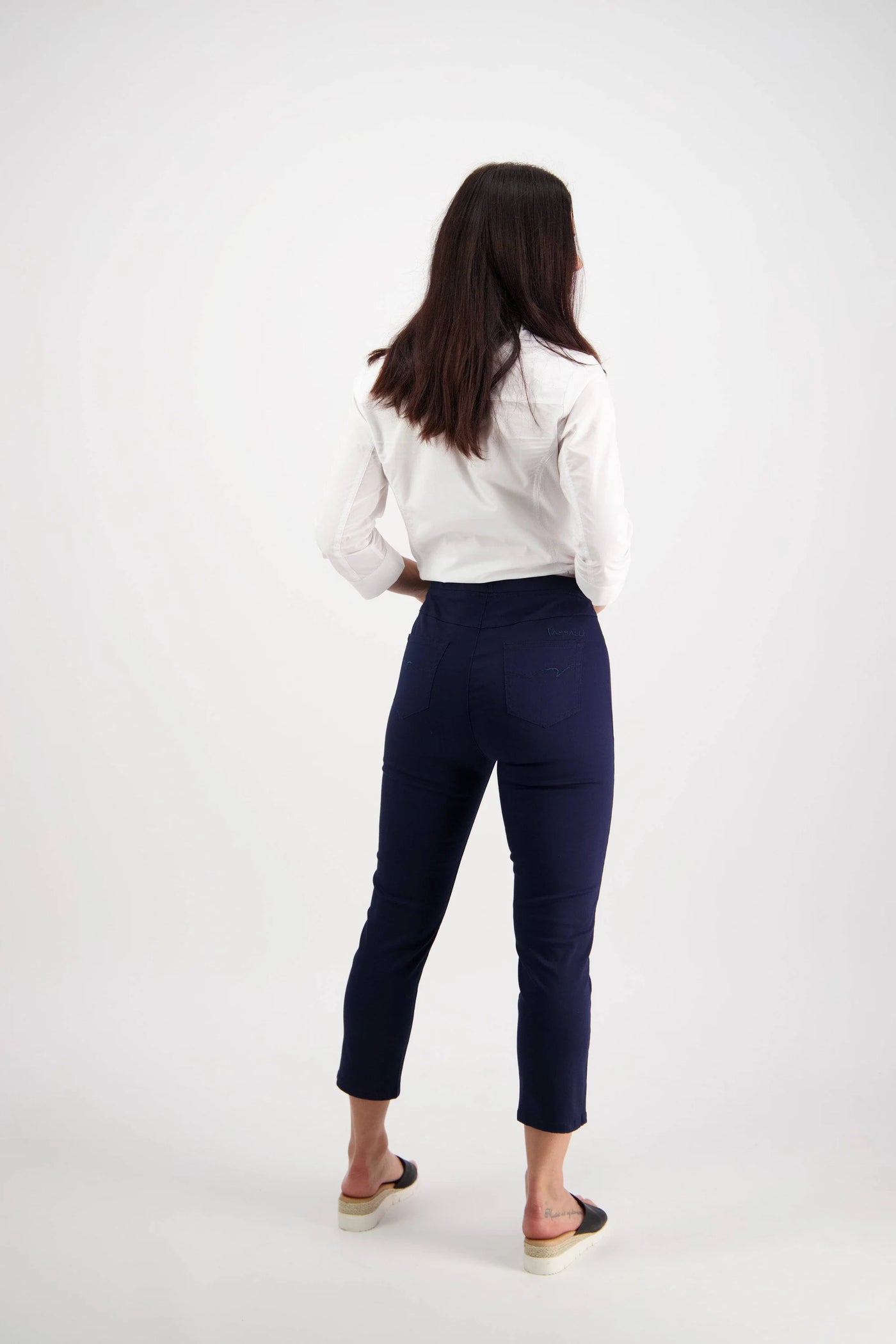 Vassalli PANTS HARBOUR Skinny LEG 7/8 pull on Lightweight NAVY