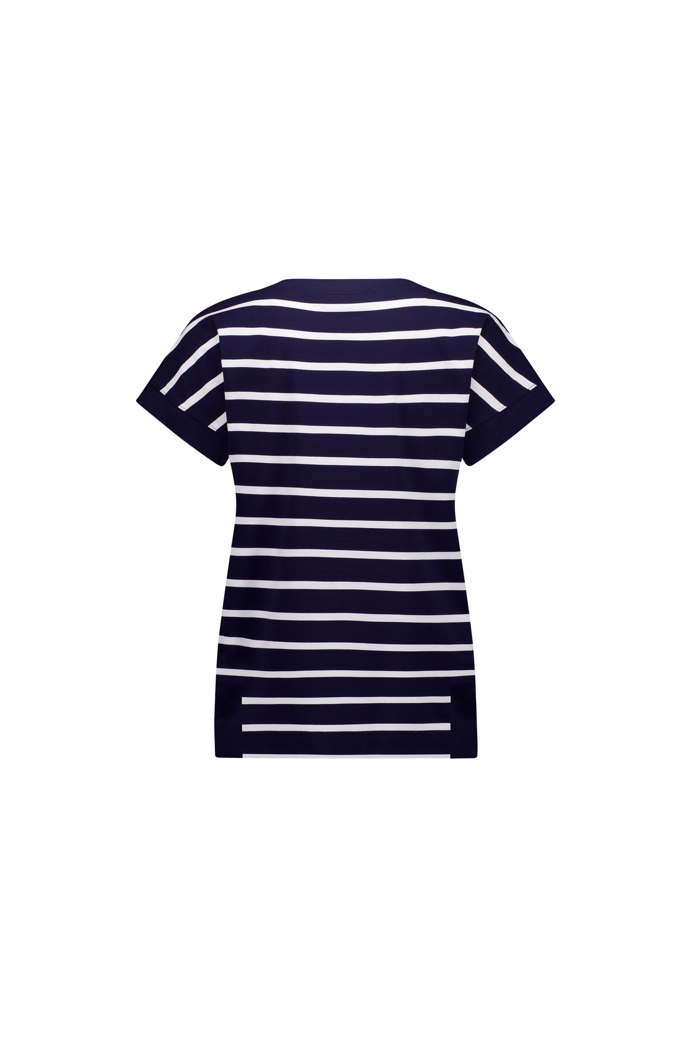 Vassalli  Top Drop Sleeve Stepped Hem  INK with WHITE STRIPE