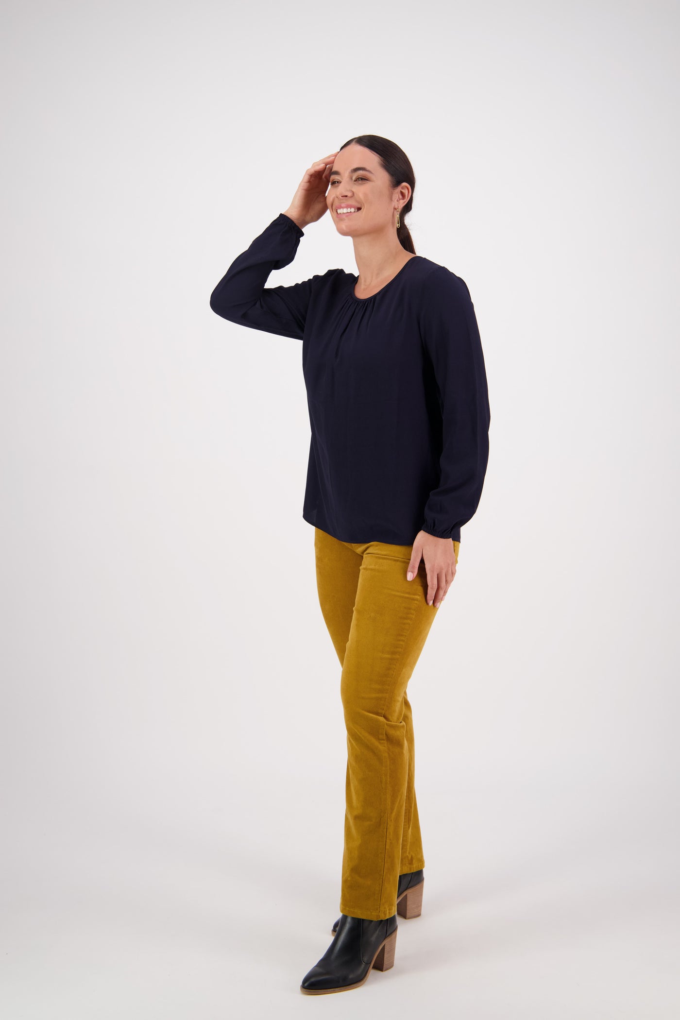 Vassalli Long Sleeve Top Gathered Neckline