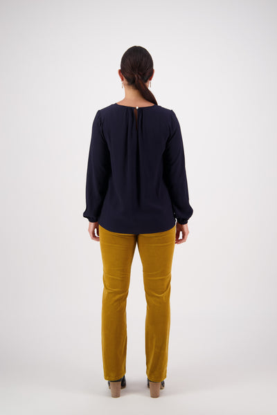 Vassalli Long Sleeve Top Gathered Neckline