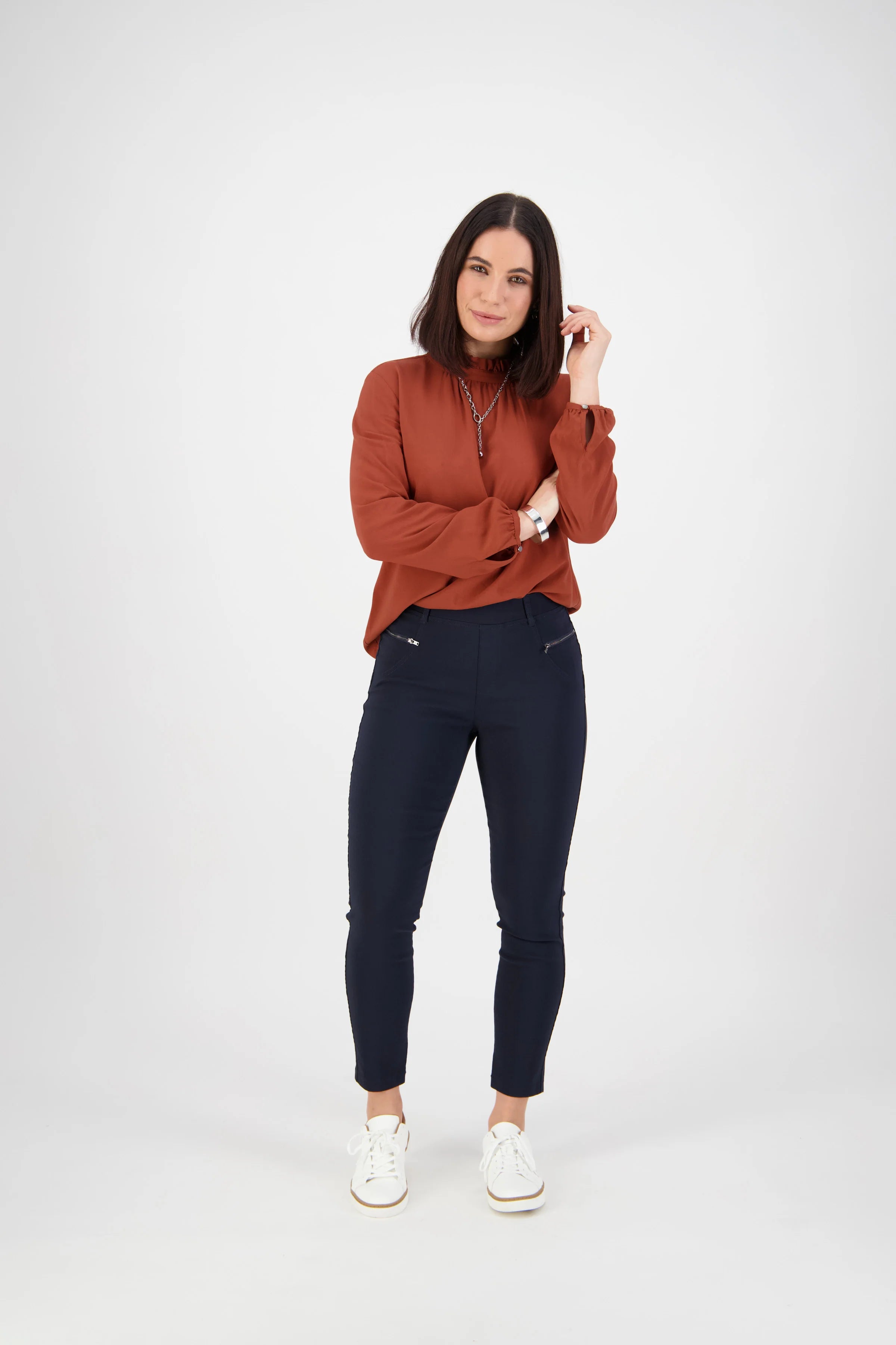 Vassalli Pull On Pant Ankle Grazer NAVY with Zips – The Black Sheep ...