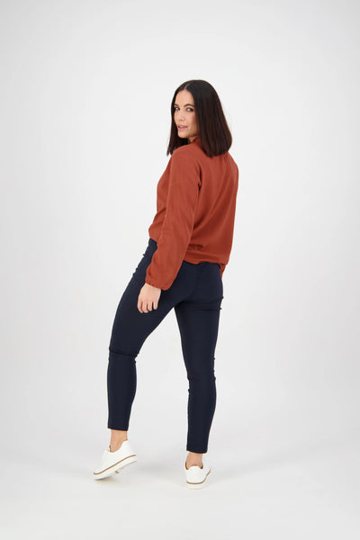 Vassalli Pull On Pant Ankle Grazer NAVY with Zips