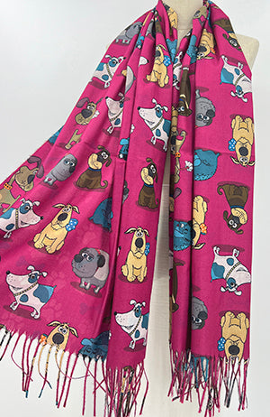 Scarf Cartoon Dog FUCHSIA