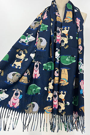 Scarf Cartoon Dog NAVY BLUE