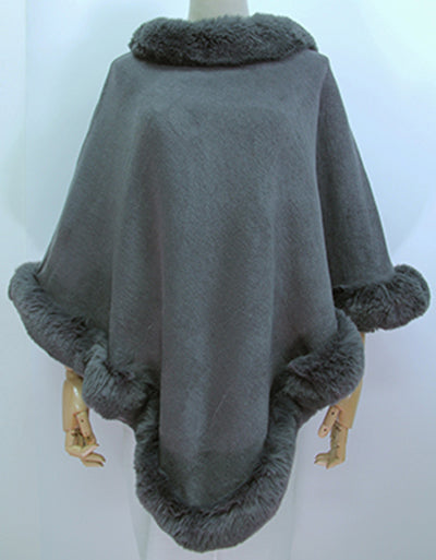 Poncho Full Fake  Fur Trim