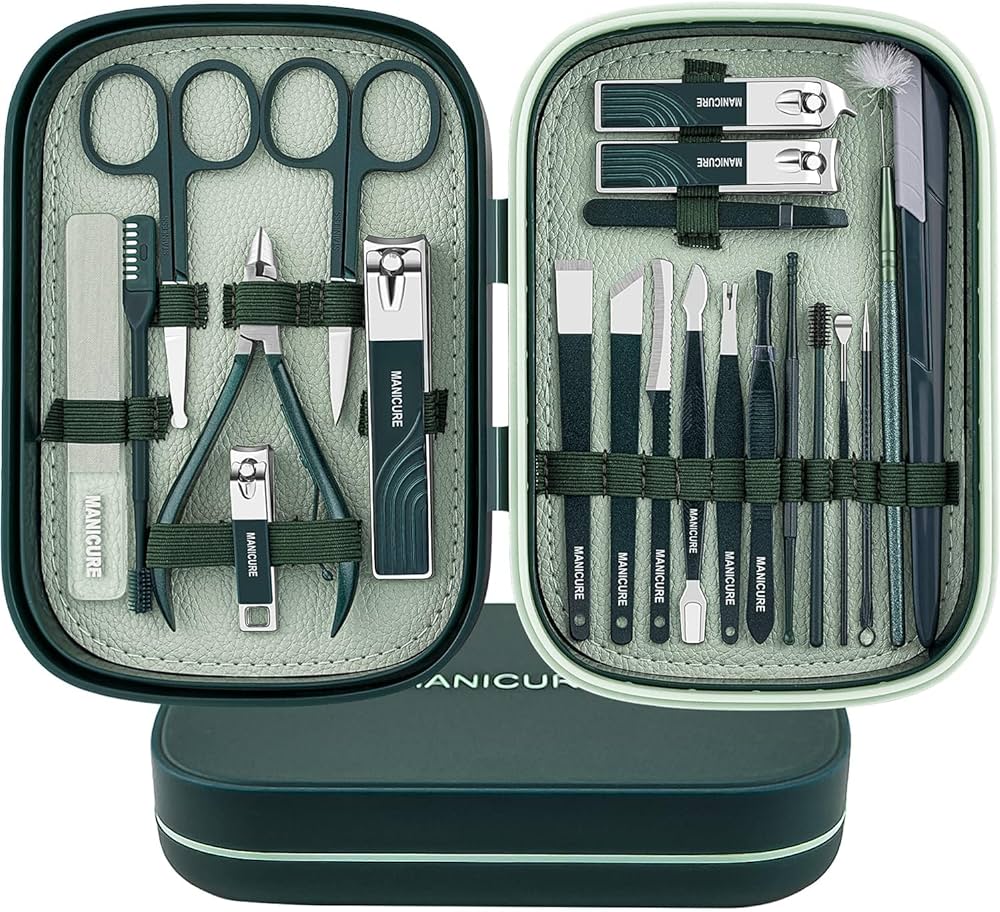 Manicure Set Stainless Steel Dark Green