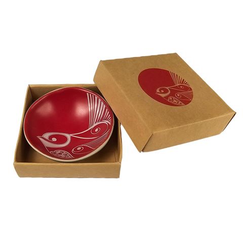 jo luping design BOWL PIWAKAWAKA ON RED 7CM