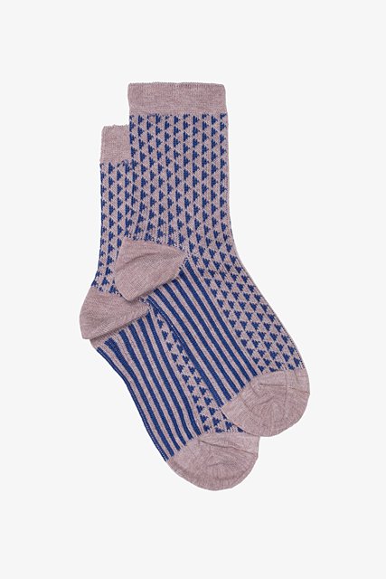 ANTLER sock Stripe & Triangle Blue