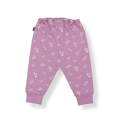 LITTLE FLOCK OF HORRORS asher pant mauve animal