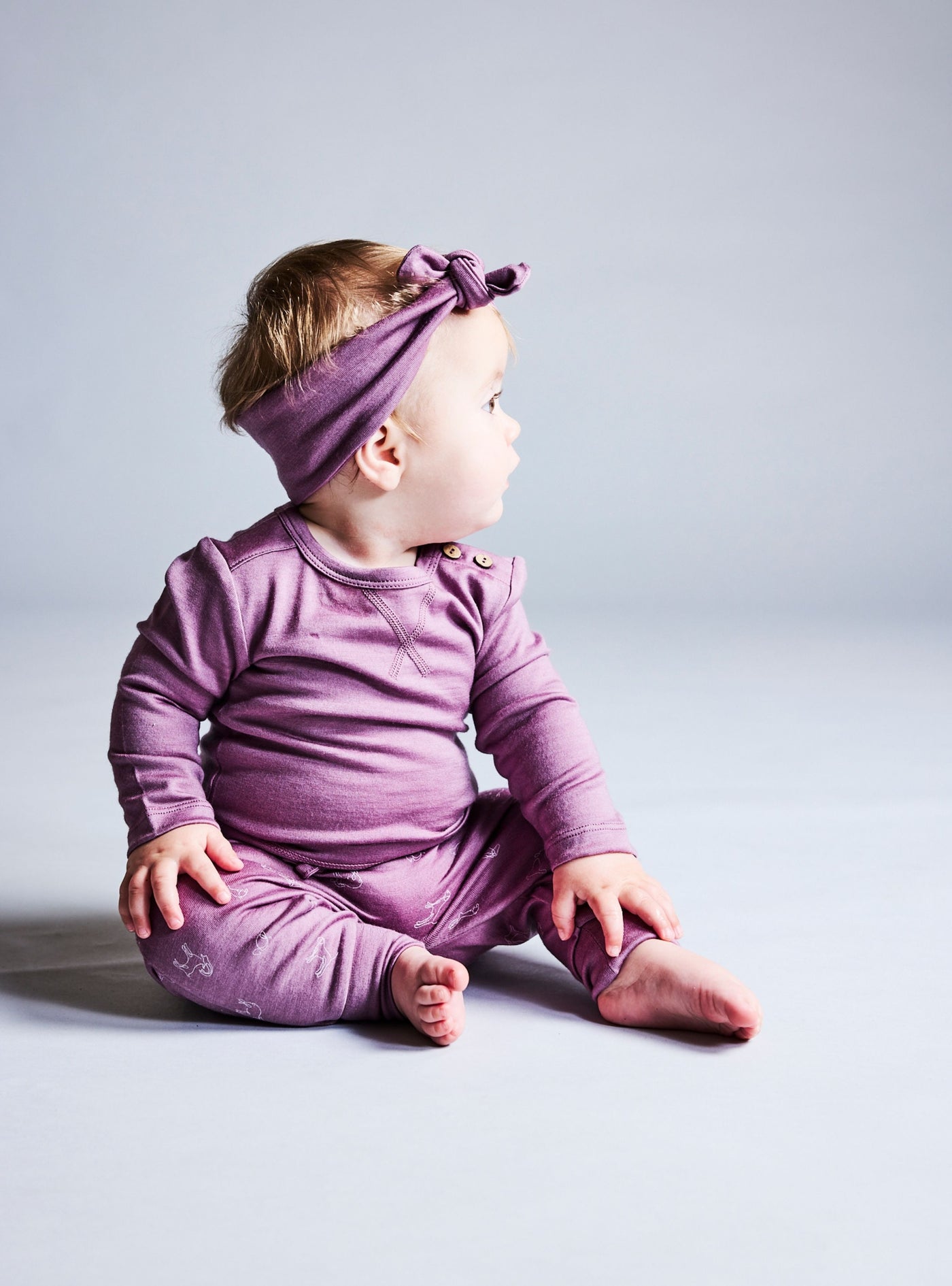 LITTLE FLOCK OF HORRORS asher pant mauve animal
