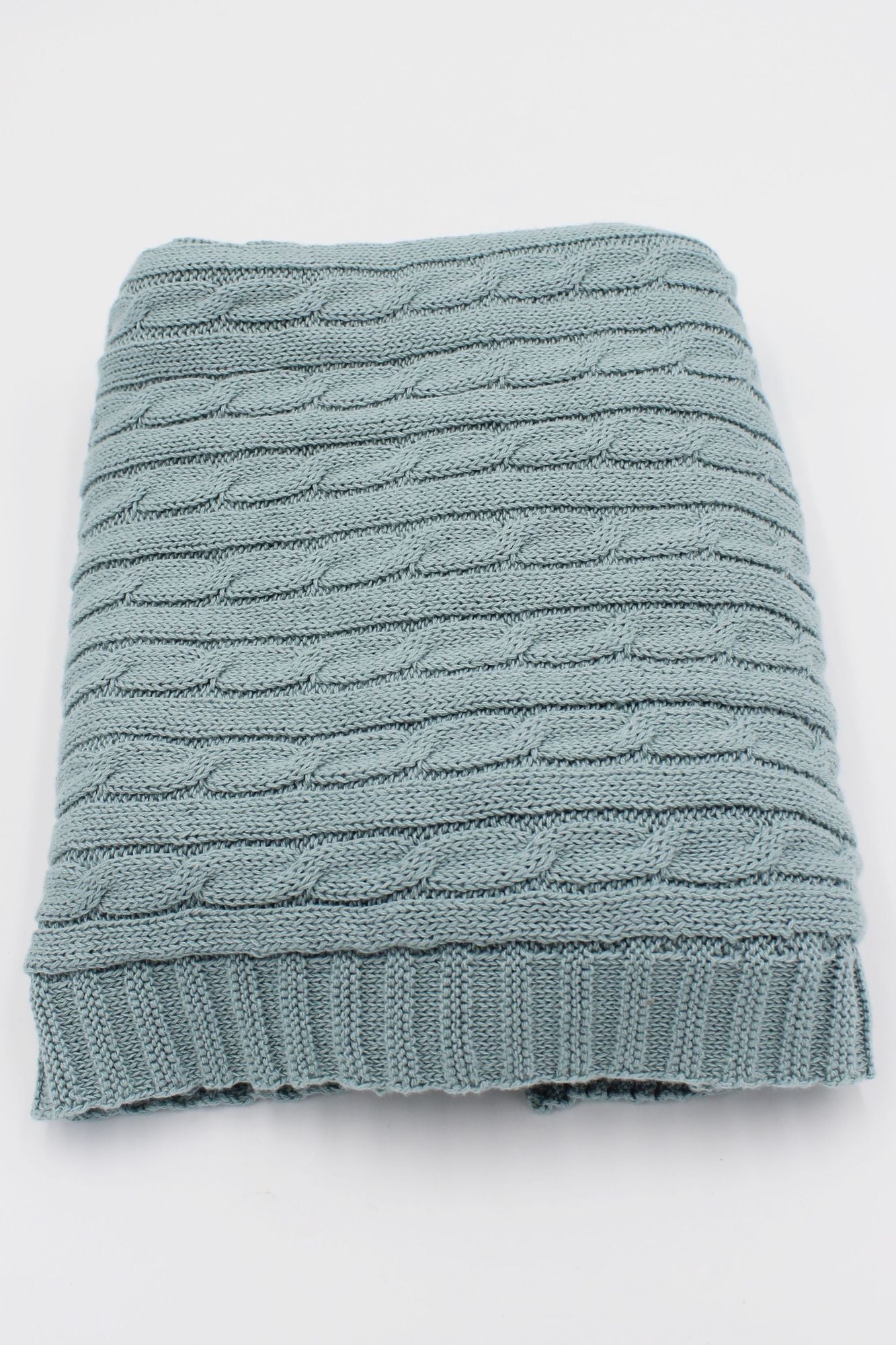 PASTEL BLUE CABLE Baby blanket