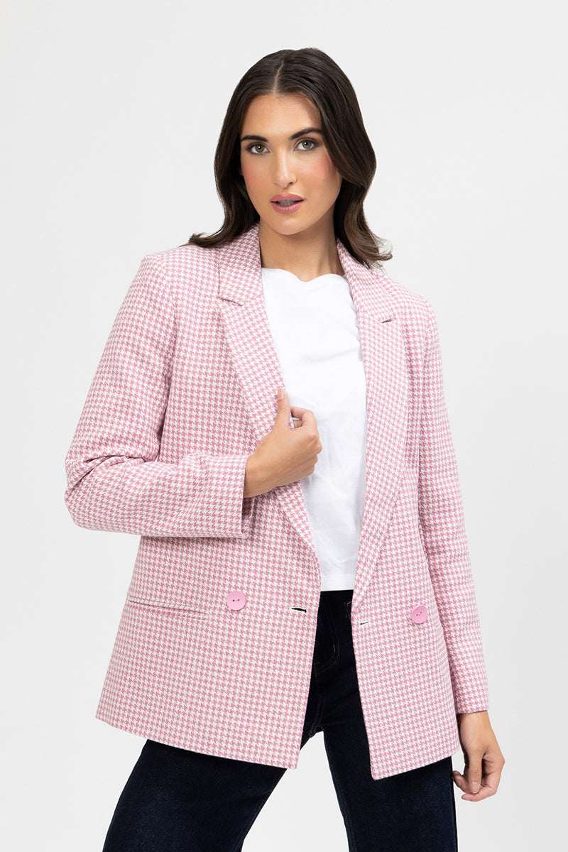 Billie The Label DYLAN BLAZER houndstooth pink