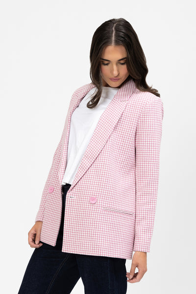 Billie The Label DYLAN BLAZER houndstooth pink