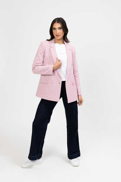 Billie The Label DYLAN BLAZER houndstooth pink