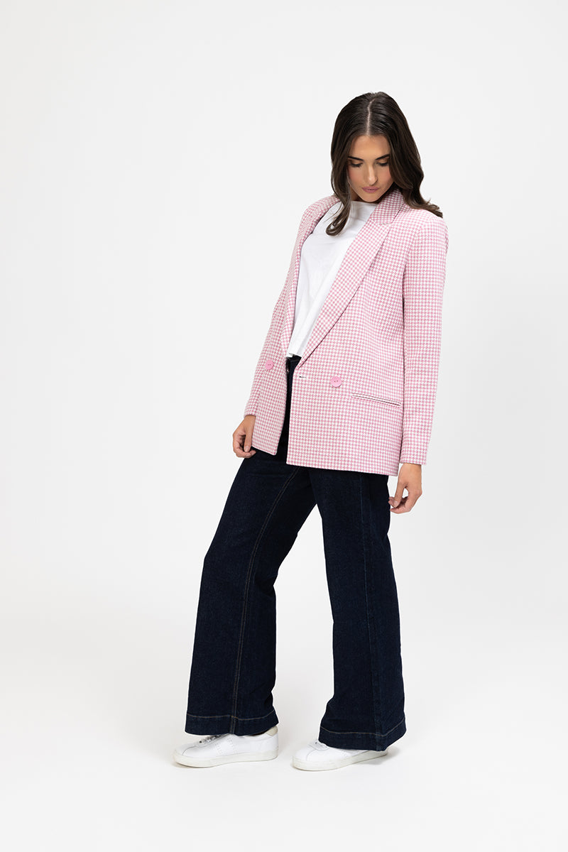 Billie The Label DYLAN BLAZER houndstooth pink
