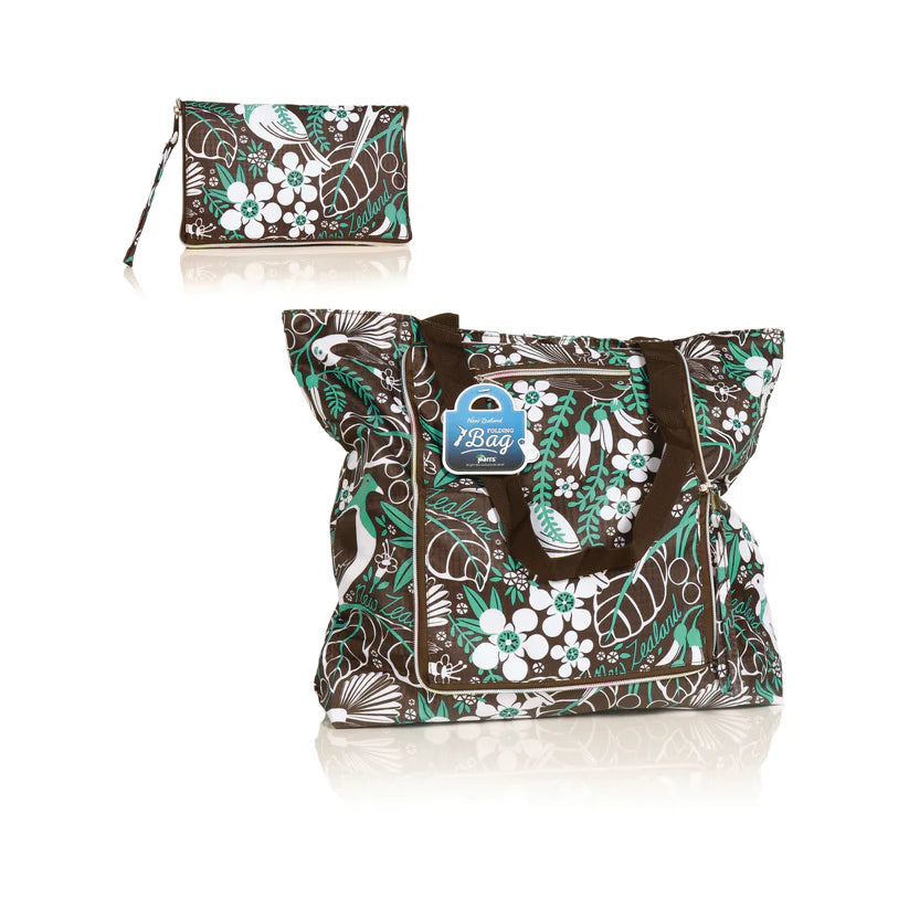 BAG ZIP FOLDING BROWN BIRDS