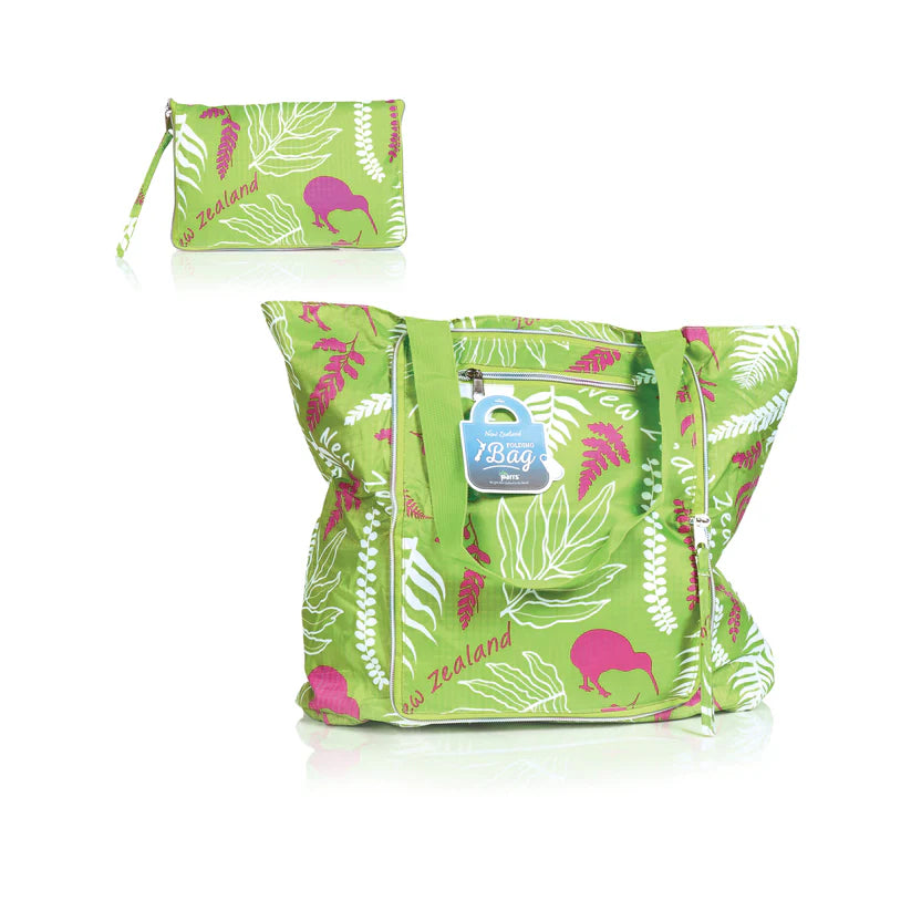 BAG FOLDING ZIP FERNS GREEN