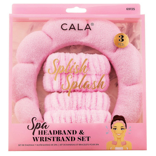Cala Spa Headband & Wristband Set PINK