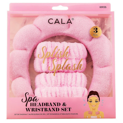 Cala Spa Headband & Wristband Set PINK