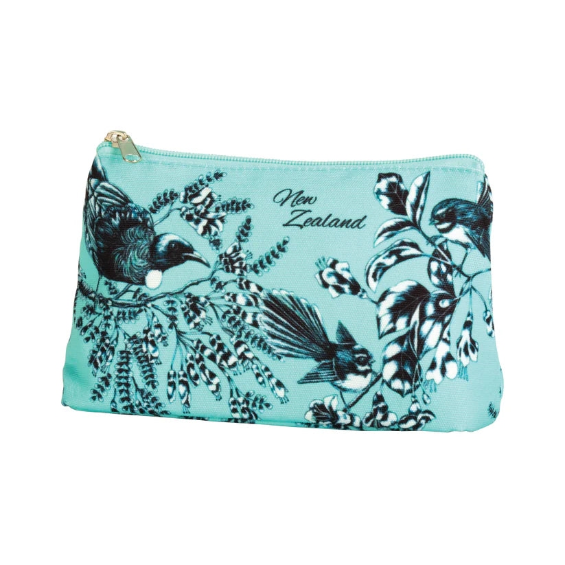 COSMETIC BAG BIRDS PASTEL BLUE