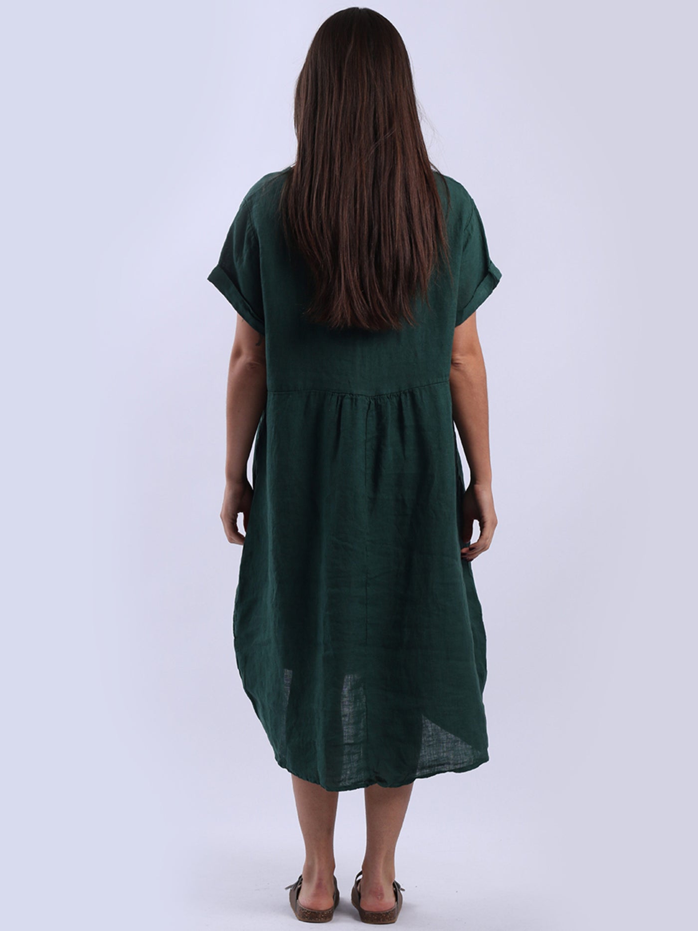 CHARLOTTE Linen Dress BOTTLE GREEN