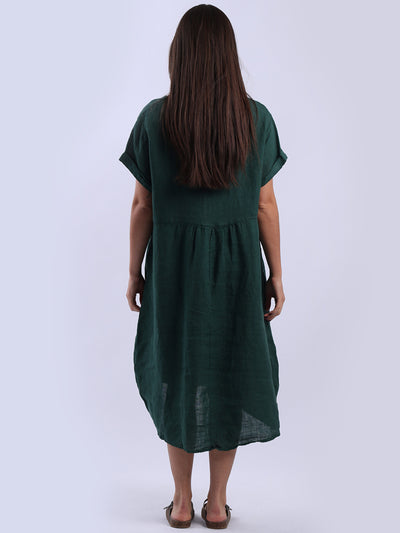 CHARLOTTE Linen Dress BOTTLE GREEN