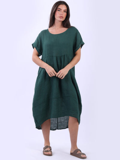 CHARLOTTE Linen Dress BOTTLE GREEN